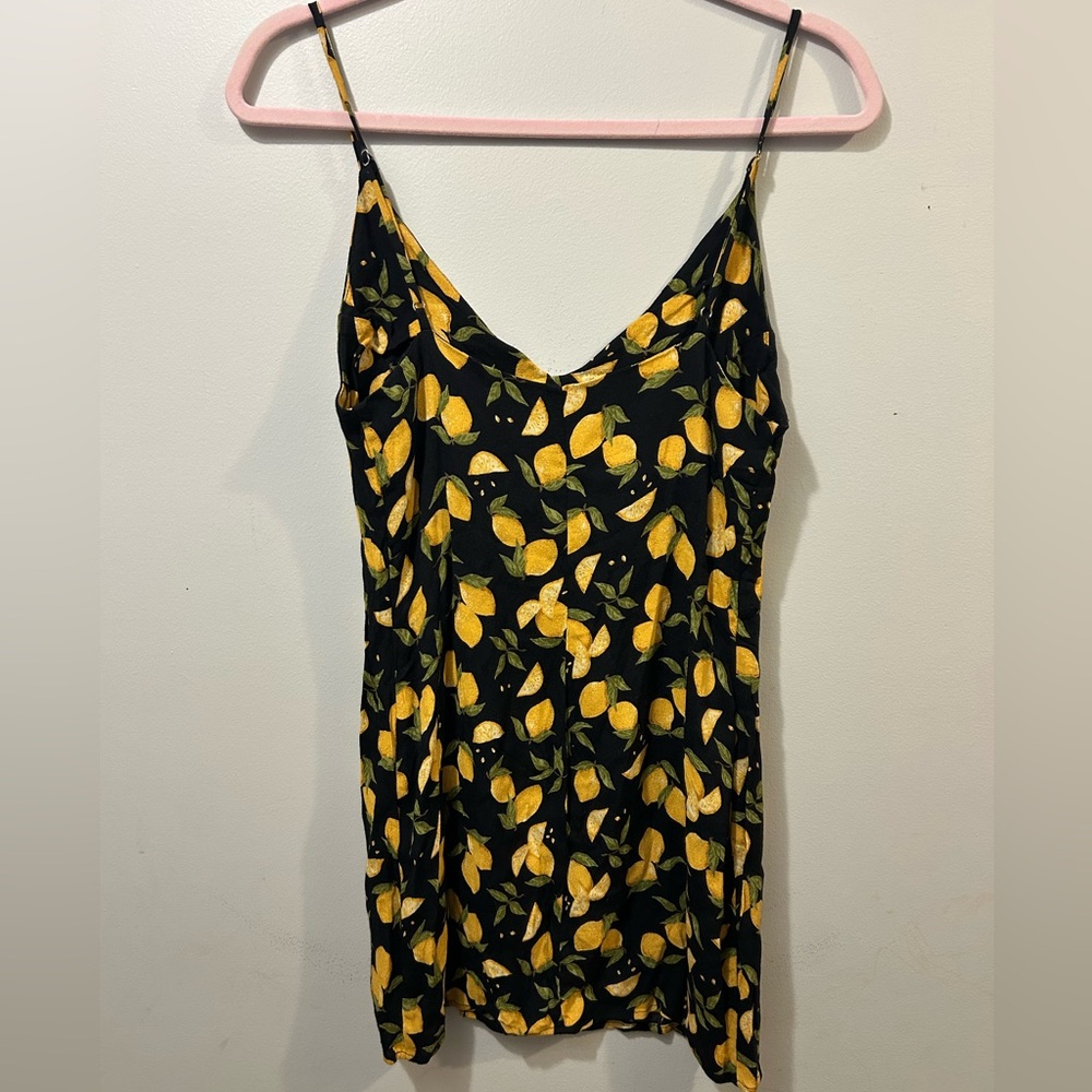 Reformation Black Yellow Lemon Drop Marlow Dress MSRP $198 - Picture 2 of 6